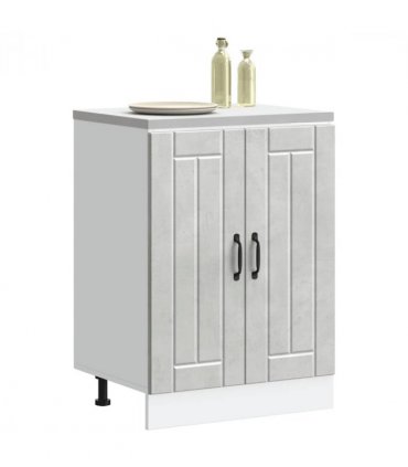vidaXL Sink Base Cabinet Lucca Concrete Grey Engineered Wood — Size: 60 x 46 x 81.5 cm, Model: 1x bottom cabinet (2 doors)