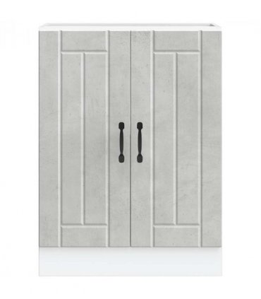 vidaXL Sink Base Cabinet Lucca Concrete Grey Engineered Wood — Size: 60 x 46 x 81.5 cm, Model: 1x bottom cabinet (2 doors)