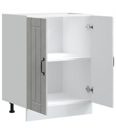 vidaXL Sink Base Cabinet Lucca Concrete Grey Engineered Wood — Size: 60 x 46 x 81.5 cm, Model: 1x bottom cabinet (2 doors)