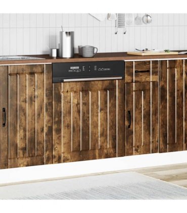 vidaXL Dishwasher Panel Lucca Smoked Oak Engineered Wood — Size: 60 x 1.5 x 67 cm, Model: 1x dishwasher panel