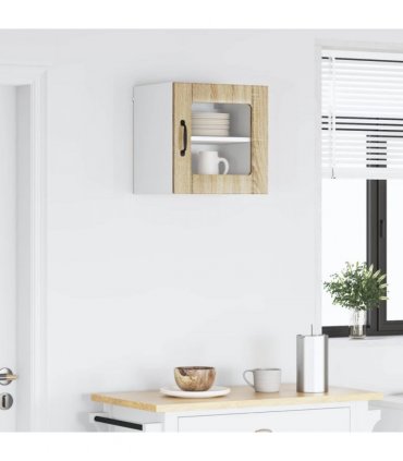 vidaXL Wall Glass Cabinet LUCCA Sonoma Oak 40 x 31 x 40 cm — Model: 1x wall glass cabinet (1 door)