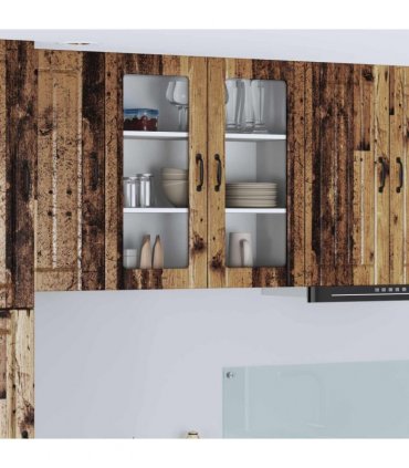 vidaXL Wall Glass Cabinet LUCCA Old Wood 80 x 31 x 80 cm — Model: 1x wall glass cabinet (2 doors)