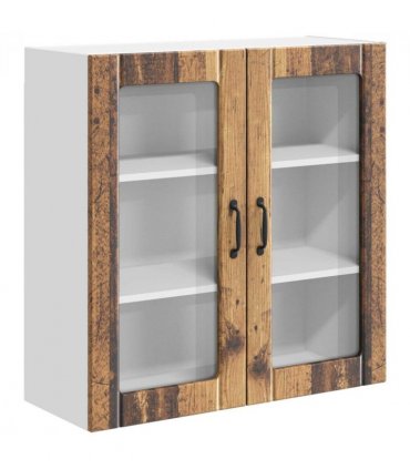 vidaXL Wall Glass Cabinet LUCCA Old Wood 80 x 31 x 80 cm — Model: 1x wall glass cabinet (2 doors)