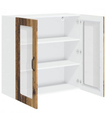vidaXL Wall Glass Cabinet LUCCA Old Wood 80 x 31 x 80 cm — Model: 1x wall glass cabinet (2 doors)