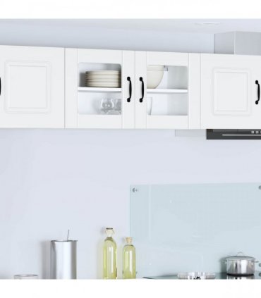 vidaXL Wall Glass Cabinet LUCCA White 80 x 31 x 40 cm Engineered Wood — Model: 1x wall glass cabinet (2 doors)