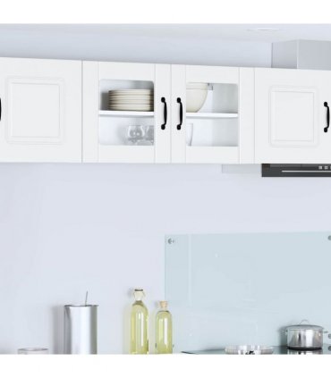vidaXL Wall Glass Cabinet LUCCA White 80 x 31 x 40 cm Engineered Wood — Model: 1x wall glass cabinet (2 doors)