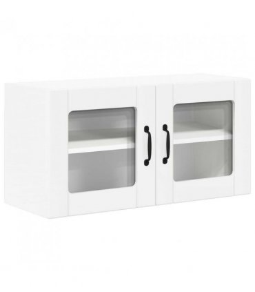 vidaXL Wall Glass Cabinet LUCCA White 80 x 31 x 40 cm Engineered Wood — Model: 1x wall glass cabinet (2 doors)