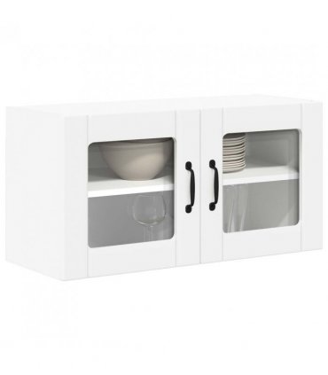 vidaXL Wall Glass Cabinet LUCCA White 80 x 31 x 40 cm Engineered Wood — Model: 1x wall glass cabinet (2 doors)