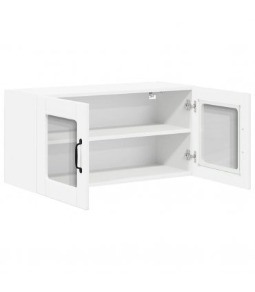 vidaXL Wall Glass Cabinet LUCCA White 80 x 31 x 40 cm Engineered Wood — Model: 1x wall glass cabinet (2 doors)