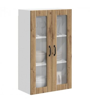 vidaXL Wall Glass Cabinet LUCCA Artisan Oak 60 x 31 x 100 cm — Model: 1x wall glass cabinet (2 doors)