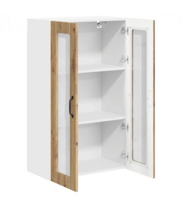 vidaXL Wall Glass Cabinet LUCCA Artisan Oak 60 x 31 x 100 cm — Model: 1x wall glass cabinet (2 doors)