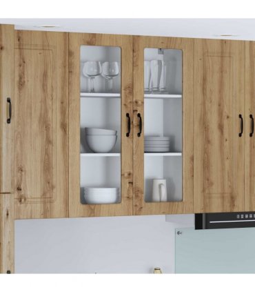 vidaXL Wall Glass Cabinet LUCCA Artisan Oak 80 x 31 x 100 cm — Model: 1x wall glass cabinet (2 doors)