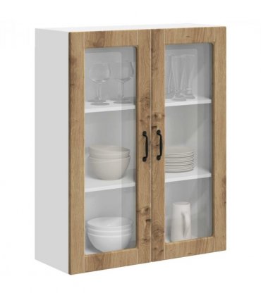 vidaXL Wall Glass Cabinet LUCCA Artisan Oak 80 x 31 x 100 cm — Model: 1x wall glass cabinet (2 doors)