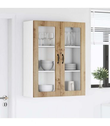 vidaXL Wall Glass Cabinet LUCCA Artisan Oak 80 x 31 x 100 cm — Model: 1x wall glass cabinet (2 doors)