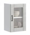 vidaXL Kitchen Wall Cabinet with Glass Door Lucca Concrete Grey — Size: 40 x 31 x 60 cm, Model: 1x wall glass cabinet (1 door)