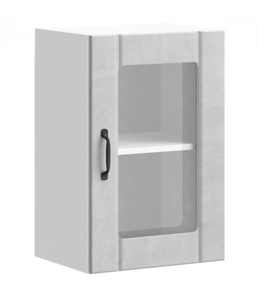 vidaXL Kitchen Wall Cabinet with Glass Door Lucca Concrete Grey — Size: 40 x 31 x 60 cm, Model: 1x wall glass cabinet (1 door)