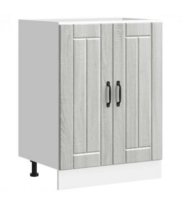 vidaXL Sink Base Cabinet Lucca Grey Sonoma Engineered Wood — Size: 60 x 46 x 81.5 cm, Model: 1x bottom cabinet (2 doors)