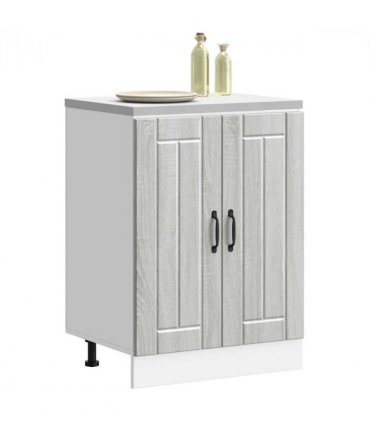 vidaXL Sink Base Cabinet Lucca Grey Sonoma Engineered Wood — Size: 60 x 46 x 81.5 cm, Model: 1x bottom cabinet (2 doors)