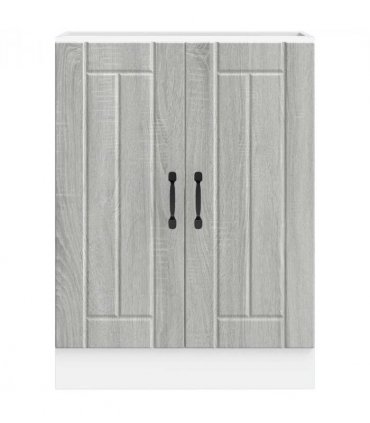 vidaXL Sink Base Cabinet Lucca Grey Sonoma Engineered Wood — Size: 60 x 46 x 81.5 cm, Model: 1x bottom cabinet (2 doors)