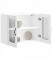 vidaXL Kitchen Wall Cabinet with Glass Door Lucca White Engineer — Size: 80 x 31 x 60 cm, Model: 1x wall glass cabinet (2 doors)