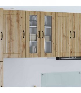 vidaXL Wall Glass Cabinet LUCCA Artisan Oak 60 x 31 x 80 cm — Model: 1x wall glass cabinet (2 doors)