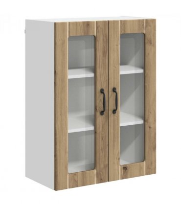vidaXL Wall Glass Cabinet LUCCA Artisan Oak 60 x 31 x 80 cm — Model: 1x wall glass cabinet (2 doors)