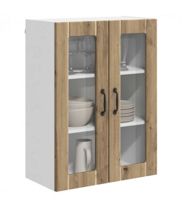 vidaXL Wall Glass Cabinet LUCCA Artisan Oak 60 x 31 x 80 cm — Model: 1x wall glass cabinet (2 doors)