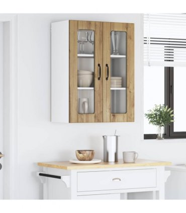 vidaXL Wall Glass Cabinet LUCCA Artisan Oak 60 x 31 x 80 cm — Model: 1x wall glass cabinet (2 doors)
