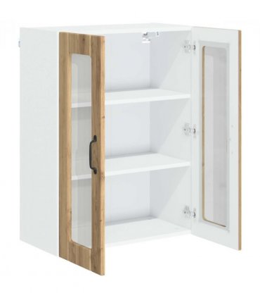 vidaXL Wall Glass Cabinet LUCCA Artisan Oak 60 x 31 x 80 cm — Model: 1x wall glass cabinet (2 doors)