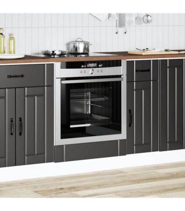vidaXL Oven Cabinet Lucca Black Engineered Wood — Size: 60 x 46 x 81.5 cm, Model: 1x oven cabinet