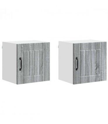 vidaXL Wall Cabinet LUCCA 2 pcs Grey Sonoma 40 x 31 x 40 cm — Model: 2x wall cabinet (1 door)