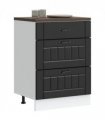 vidaXL Kitchen Base Cabinet "Lucca" Black Engineered Wood — Size: 60 x 46 x 81.5 cm, Model: 1x bottom cabinet (3 drawers)