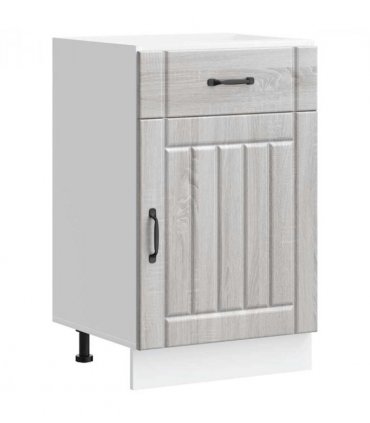 vidaXL Kitchen Base Cabinet Lucca Grey Sonoma Engineered W — Size: 50 x 46 x 81.5 cm, Model: 1x bottom cabinet (1 door 1 drawer)