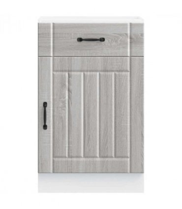 vidaXL Kitchen Base Cabinet Lucca Grey Sonoma Engineered W — Size: 50 x 46 x 81.5 cm, Model: 1x bottom cabinet (1 door 1 drawer)