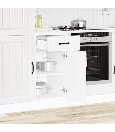 vidaXL Kitchen Base Cabinet Lucca White Engineered Wood — Size: 40 x 46 x 81.5 cm, Model: 1x bottom cabinet (1 door 1 drawer)