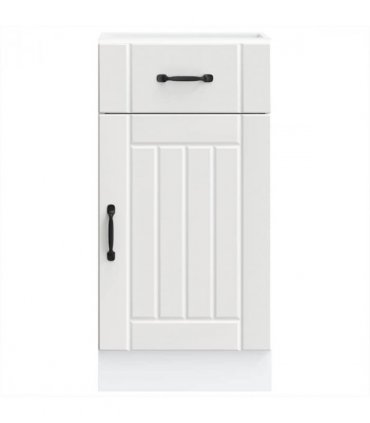 vidaXL Kitchen Base Cabinet Lucca White Engineered Wood — Size: 40 x 46 x 81.5 cm, Model: 1x bottom cabinet (1 door 1 drawer)