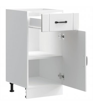 vidaXL Kitchen Base Cabinet Lucca White Engineered Wood — Size: 40 x 46 x 81.5 cm, Model: 1x bottom cabinet (1 door 1 drawer)