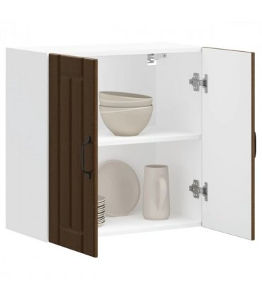 vidaXL Kitchen Wall Cabinet Lucca Brown Oak Engineered Wood — Size: 60 x 31 x 60 cm, Model: 1x wall cabinet (2 doors)