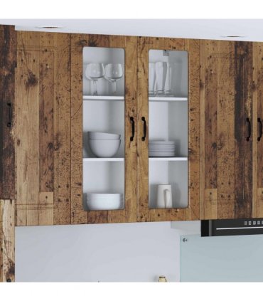 vidaXL Wall Glass Cabinet LUCCA Old Wood 80 x 31 x 100 cm — Model: 1x wall glass cabinet (2 doors)
