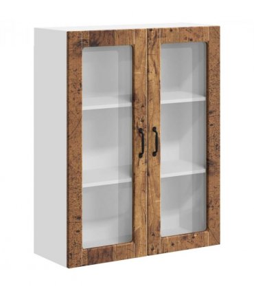 vidaXL Wall Glass Cabinet LUCCA Old Wood 80 x 31 x 100 cm — Model: 1x wall glass cabinet (2 doors)