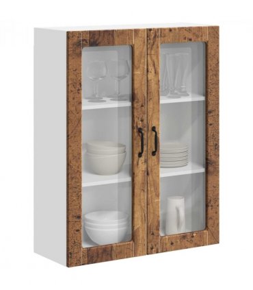 vidaXL Wall Glass Cabinet LUCCA Old Wood 80 x 31 x 100 cm — Model: 1x wall glass cabinet (2 doors)