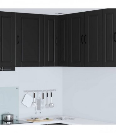 vidaXL Wall Corner Cabinet PORTO Black 57 x 57 x 80 cm Engineered Wood — Model: 1x wall corner cabinet