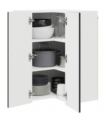 vidaXL Wall Corner Cabinet PORTO Black 57 x 57 x 80 cm Engineered Wood — Model: 1x wall corner cabinet