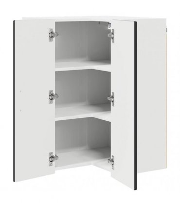 vidaXL Wall Corner Cabinet PORTO Black 57 x 57 x 80 cm Engineered Wood — Model: 1x wall corner cabinet