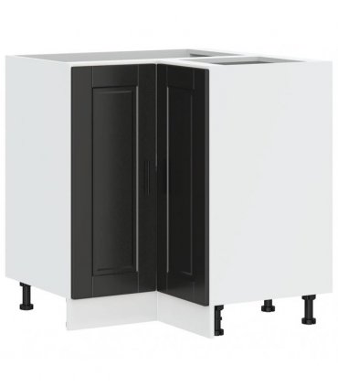 vidaXL Kitchen Corner Base Cabinet Porto Black Engineer — Size: 75.5 x 75.5 x 81.5 cm, Model: 1x corner bottom cabinet (2 doors)