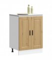 vidaXL Kitchen Base Cabinet Porto Artisan Oak Engineered Wood — Size: 60 x 46 x 81.5 cm, Model: 1x bottom cabinet (2 doors)