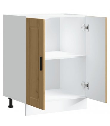 vidaXL Kitchen Base Cabinet Porto Artisan Oak Engineered Wood — Size: 60 x 46 x 81.5 cm, Model: 1x bottom cabinet (2 doors)