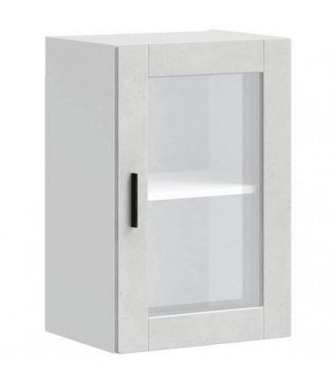 vidaXL Kitchen Wall Cabinet with Glass Door Porto Concrete Grey — Size: 40 x 31 x 60 cm, Model: 1x wall glass cabinet (1 door)