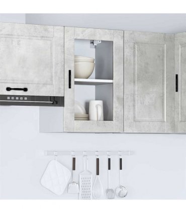 vidaXL Kitchen Wall Cabinet with Glass Door Porto Concrete Grey — Size: 40 x 31 x 60 cm, Model: 1x wall glass cabinet (1 door)