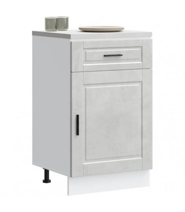 vidaXL Kitchen Base Cabinet Porto Concrete Grey Engineered — Size: 50 x 46 x 81.5 cm, Model: 1x bottom cabinet (1 door 1 drawer)